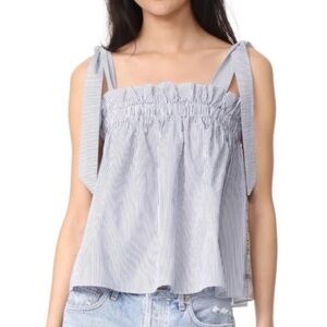 Scotch & Soda + Maison Shoulder Tie Blue & White Striped Tank Top